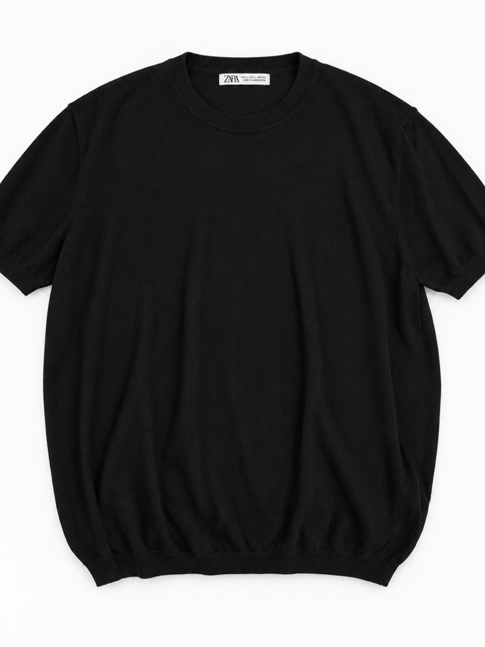 Zara Men Black Short-Sleeve Crewneck Tee